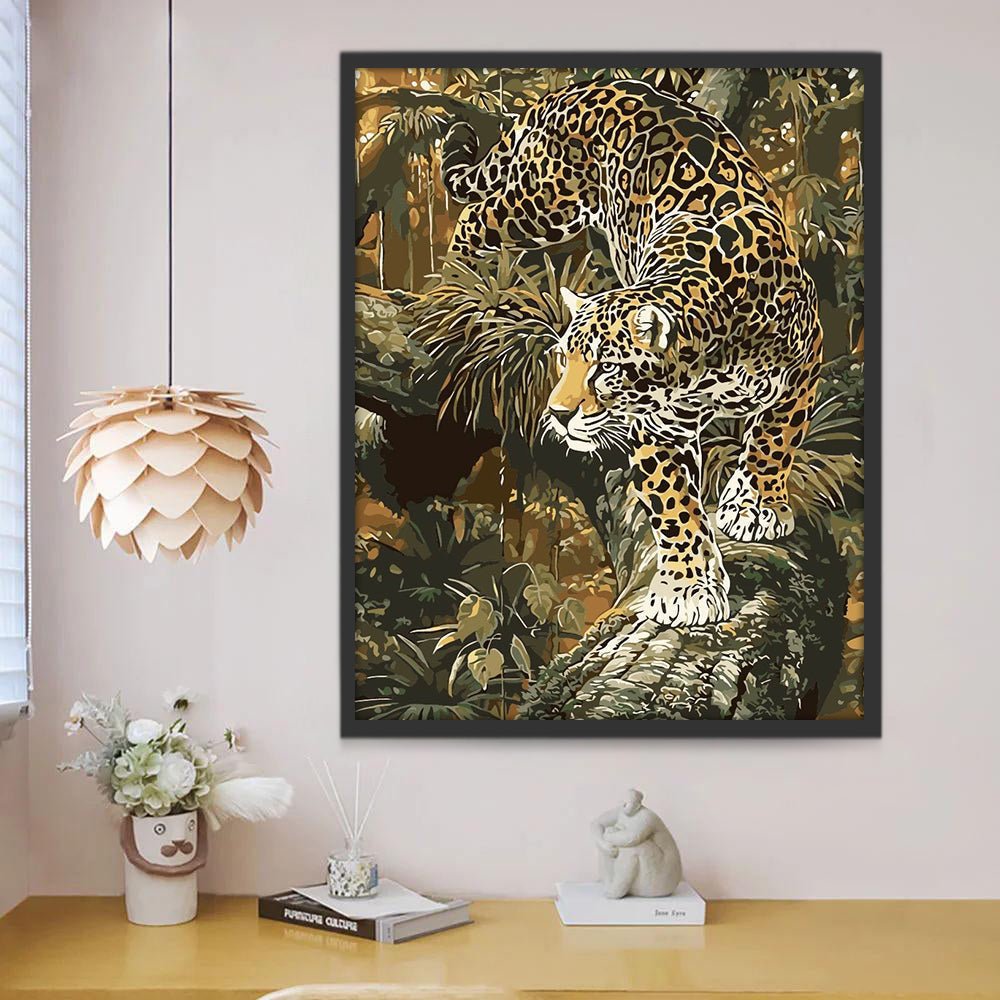 Leopardo Caminando sobre Ramas de Árboles Pintar por Números