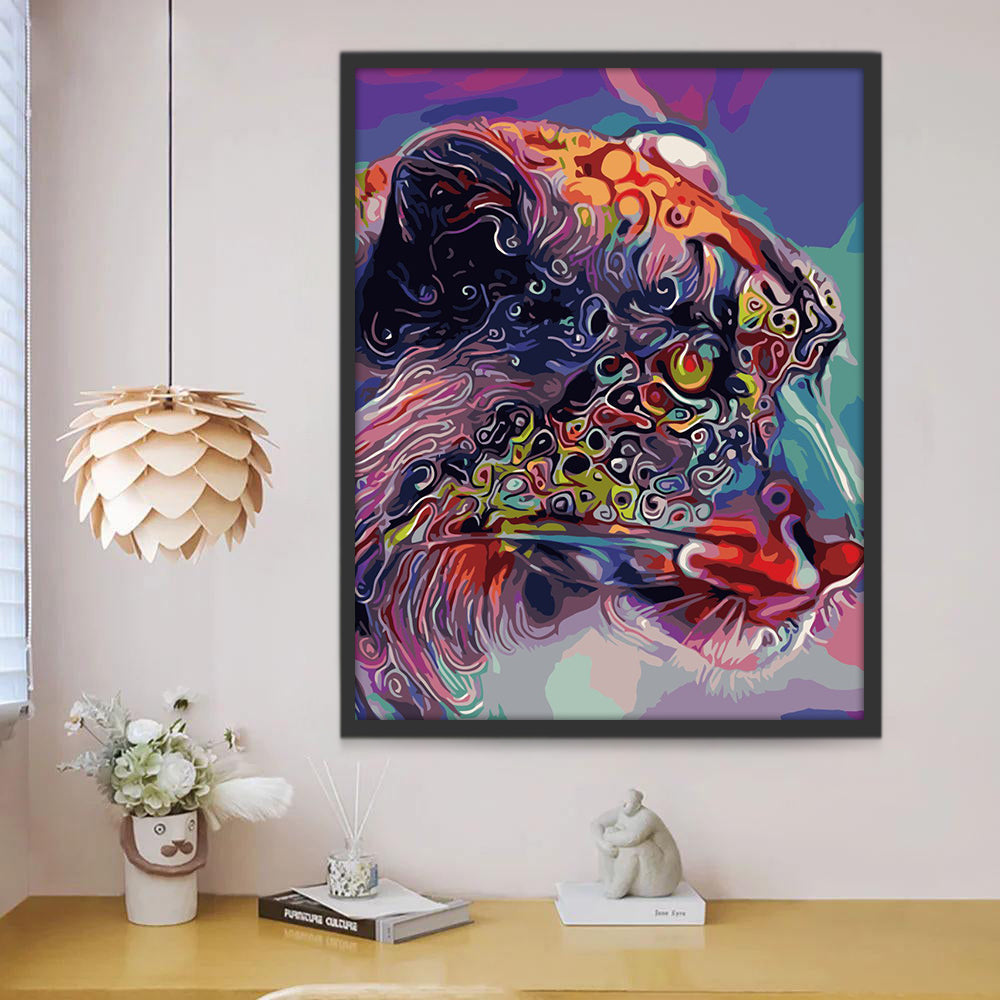 Leopardo Colorido en Estilo Abstracto Pintar por Números