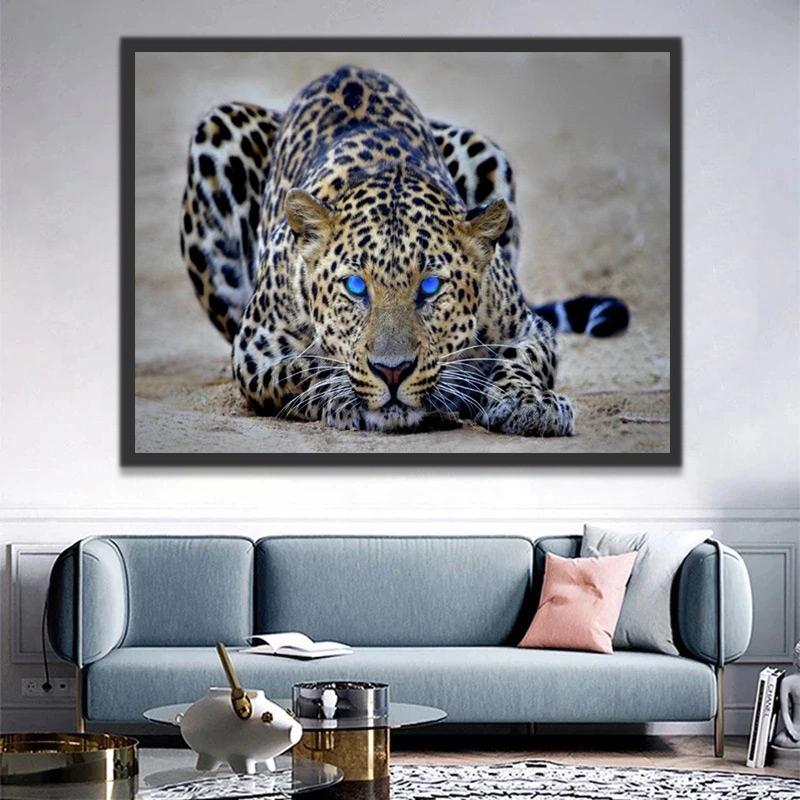 Leopardo con Ojos Azules Pintar por Números