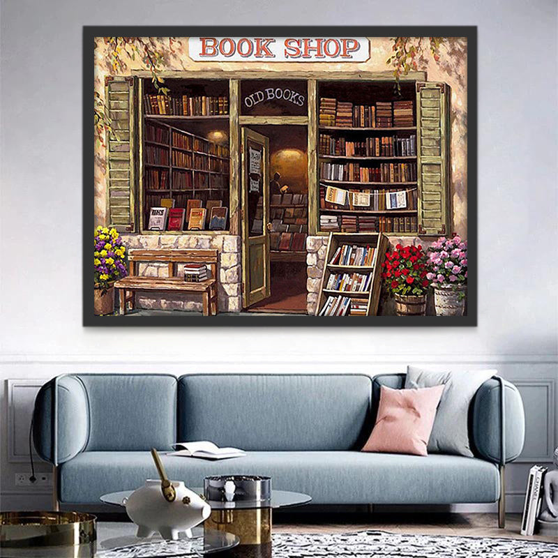 Librería Antigua Pequeña en la Calle Pintar por Números
