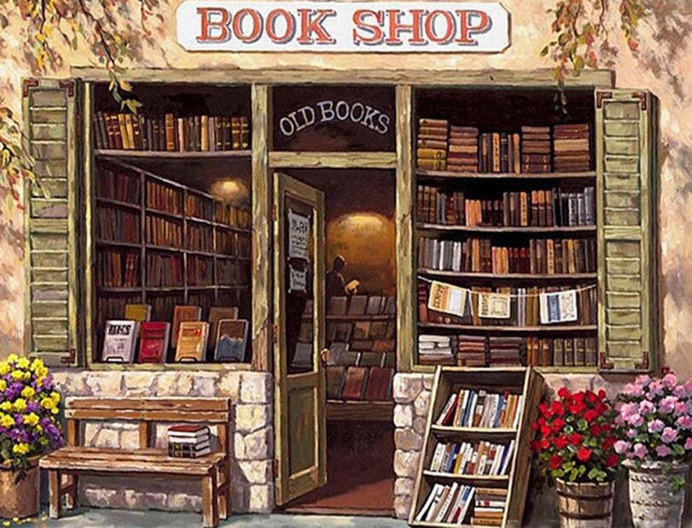 Librería Antigua Pequeña en la Calle Pintar por Números