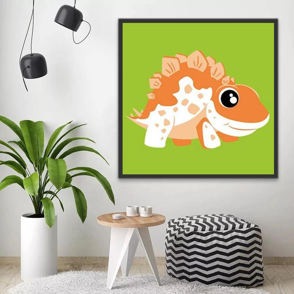 Lindo Bebé Stegosaurus Anaranjado Pintar por Números Niños
