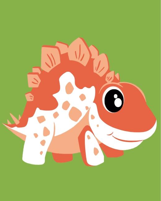 Lindo Bebé Stegosaurus de Dibujos Animados Pintar por Números Niños