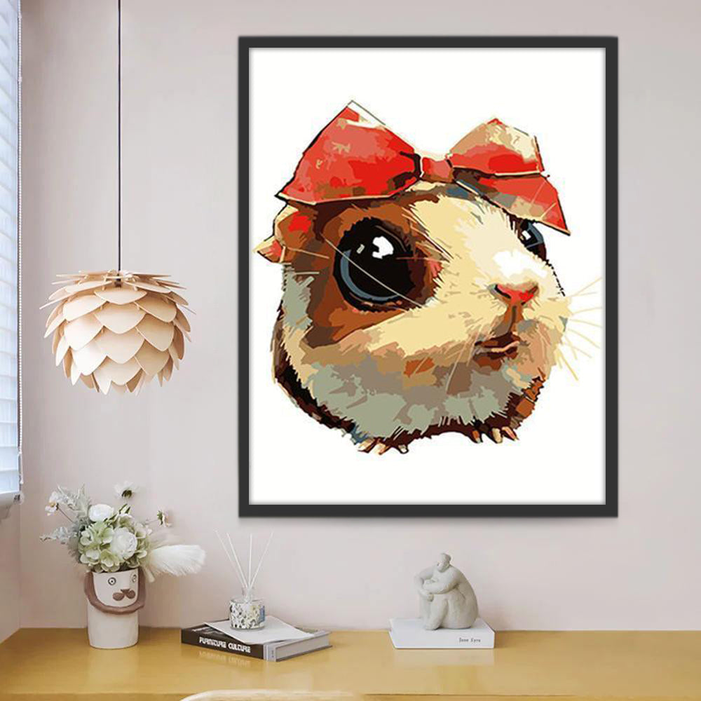 Lindo Ratoncito con Lazo Rojo Pintar por Números