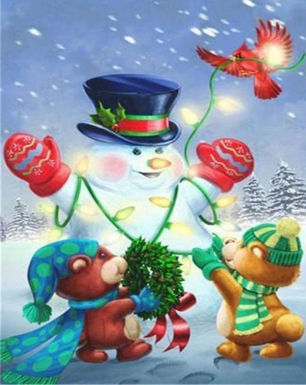 Lindos Bebés Osos y Muñeco de Nieve Pintar por Números