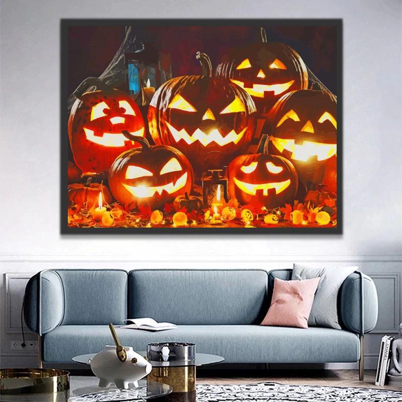 Linternas Iluminadas de Calabazas Pintar por Números