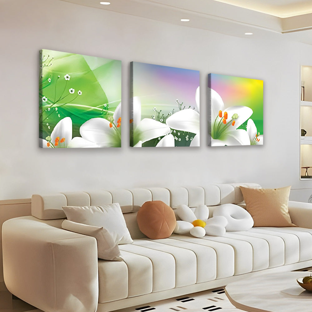 Lirios Blancos en el Fondo Verde 3 Partes Pintar por Números