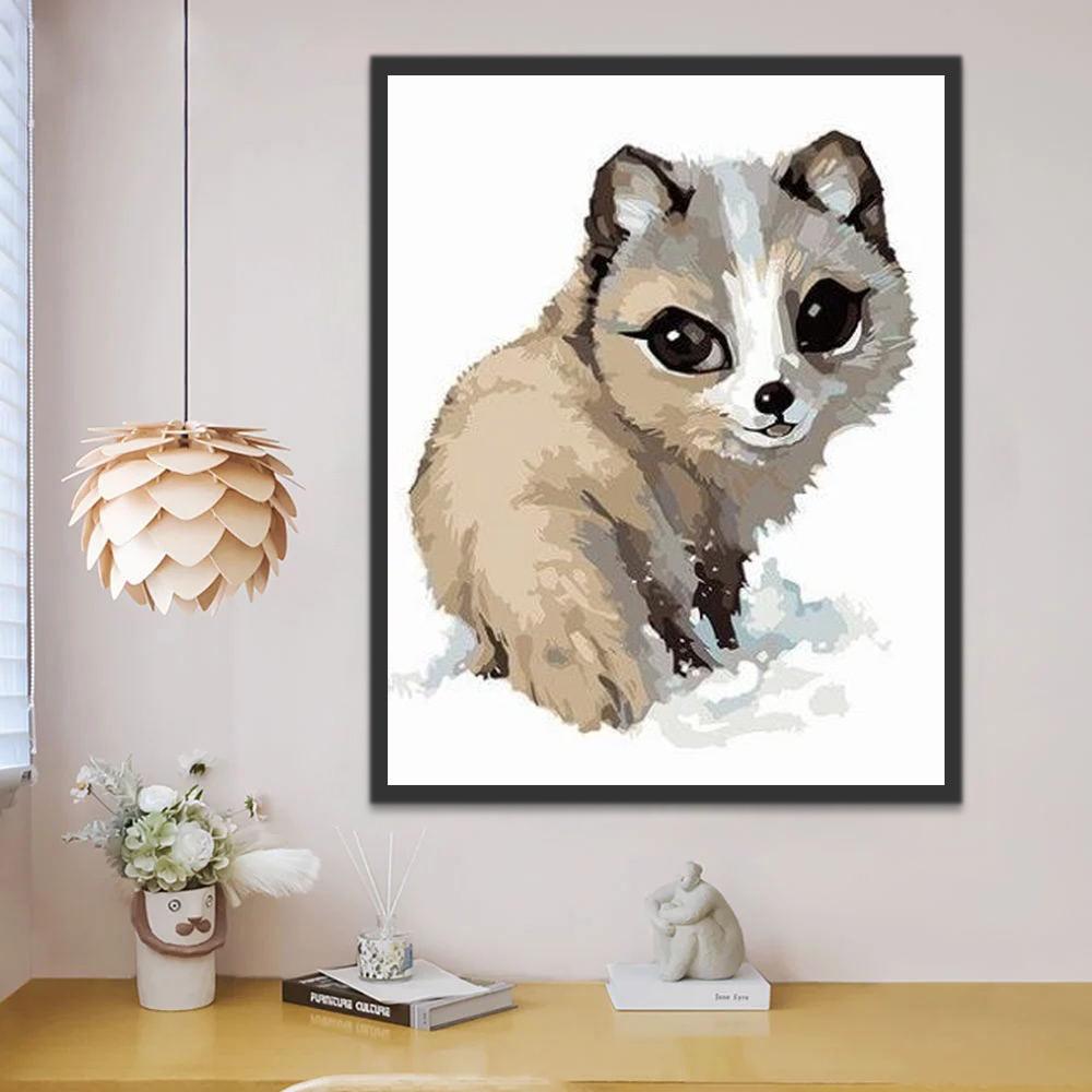 Lobo Bebé Adorable en la Nieve Pintar por Números