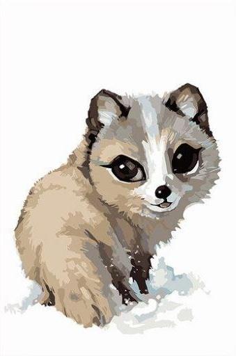 Lobo Bebé Adorable en la Nieve Pintar por Números