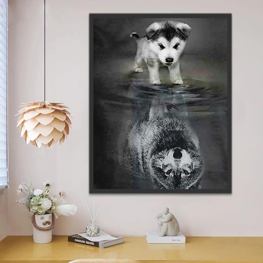 Lobo Bebé y Crecido Pintar por Números