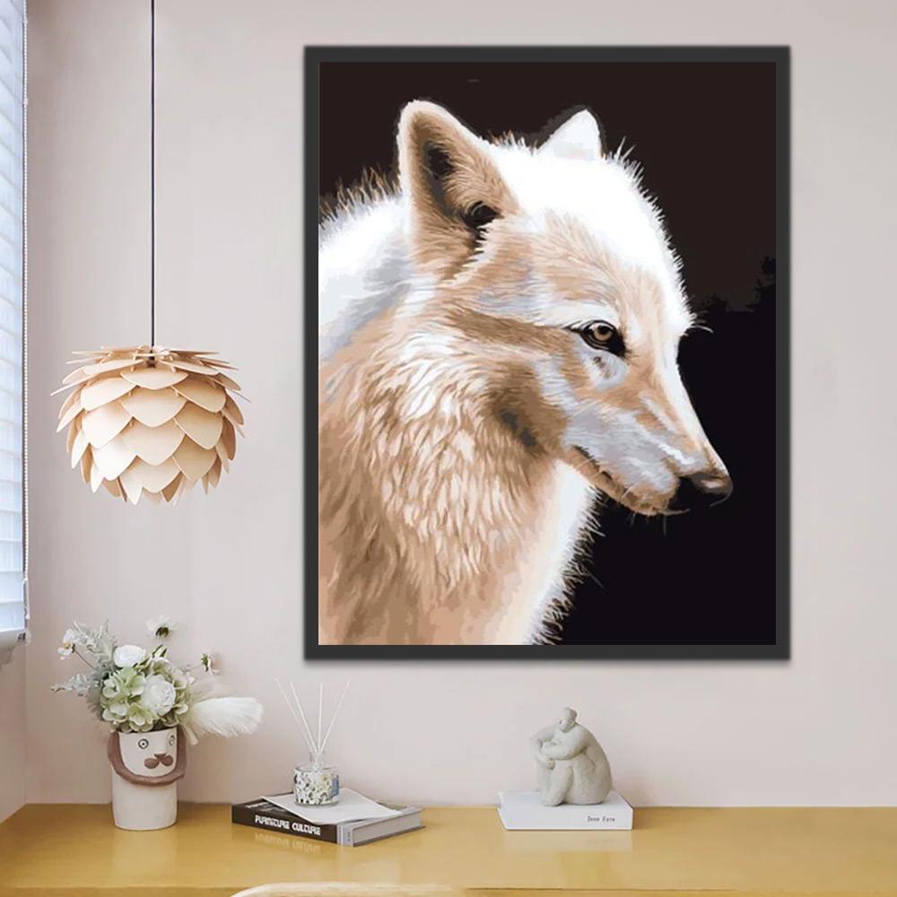 Lobo Blanco Bajando Su Cabeza Pintar por Números