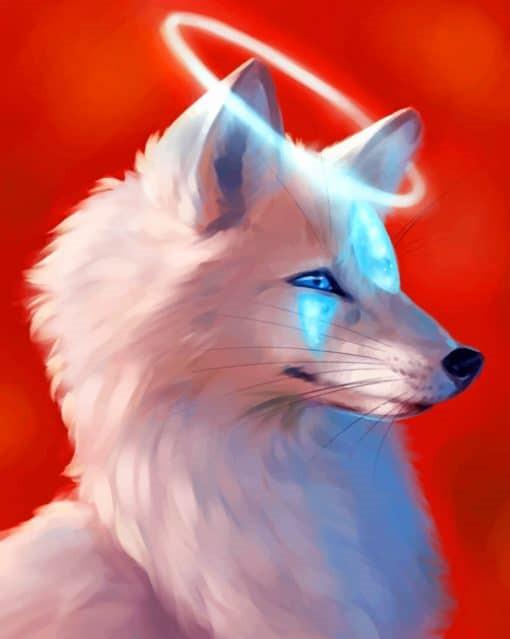 Lobo Blanco con Halo de Ángel Pintar por Números