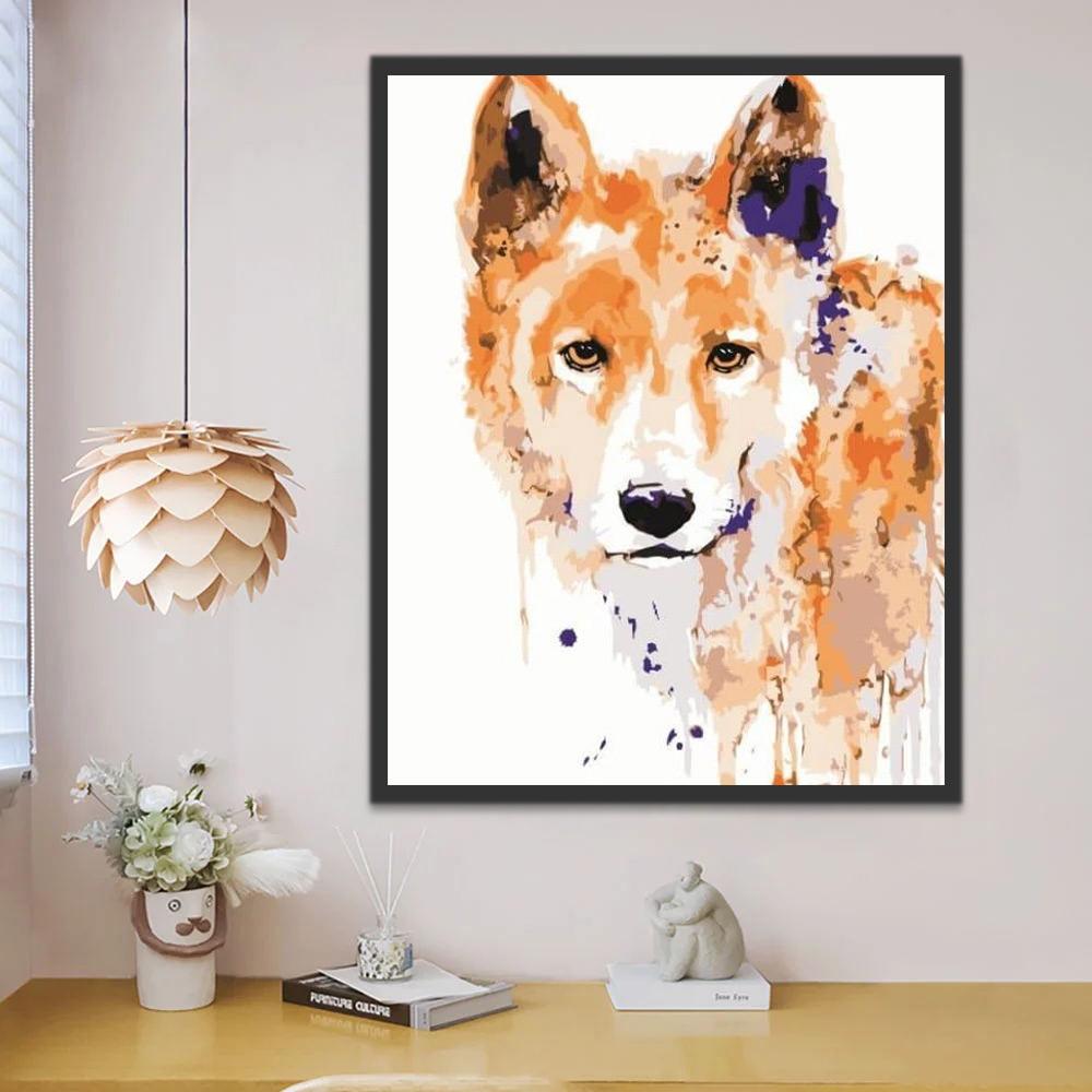 Lobo de Color Anaranjado Pintar por Números