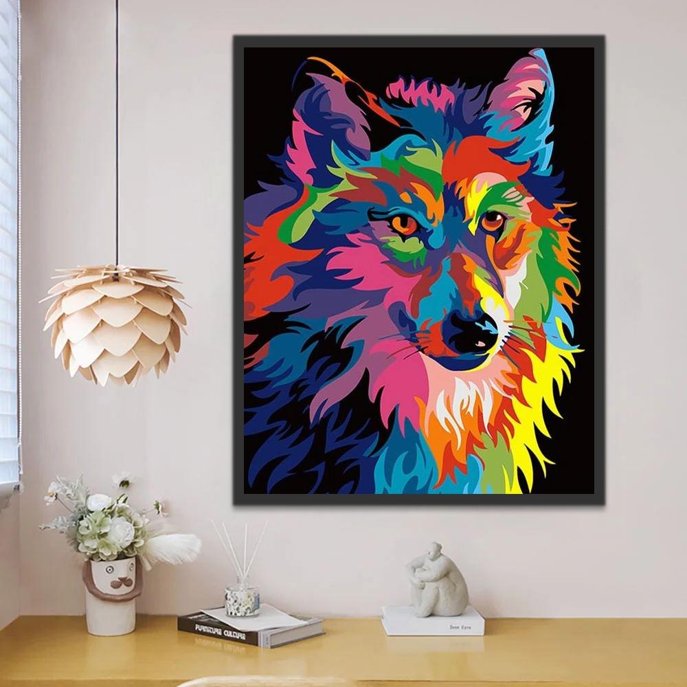 Lobo de Colores Brillantes Pintar por Números