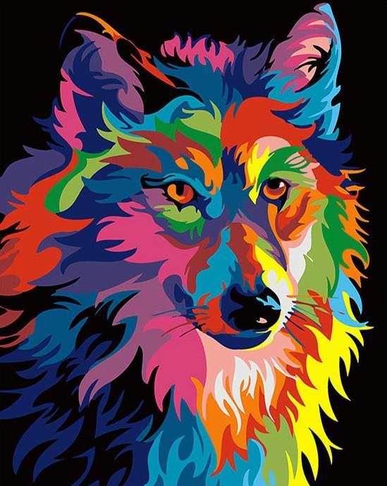 Lobo de Colores Brillantes Pintar por Números
