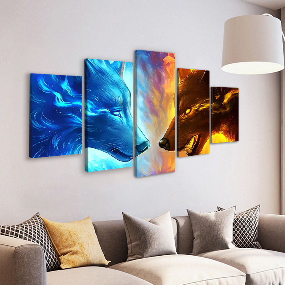 Lobo de Fuego y Hielo 5 Partes Pintar por Números