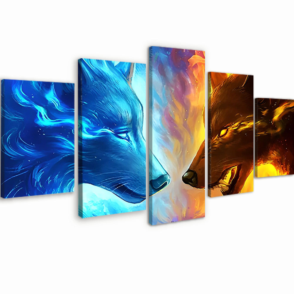 Lobo de Fuego y Hielo 5 Partes Pintar por Números