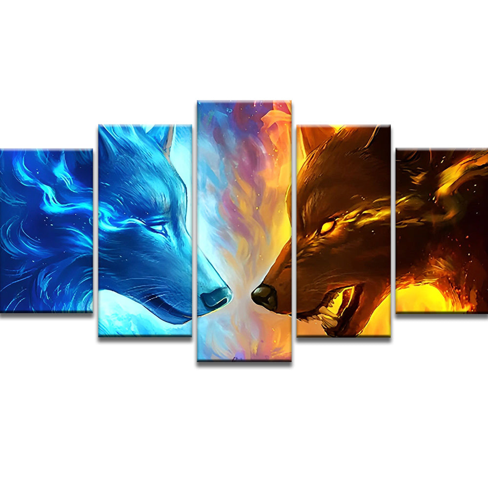 Lobo de Fuego y Hielo 5 Partes Pintar por Números