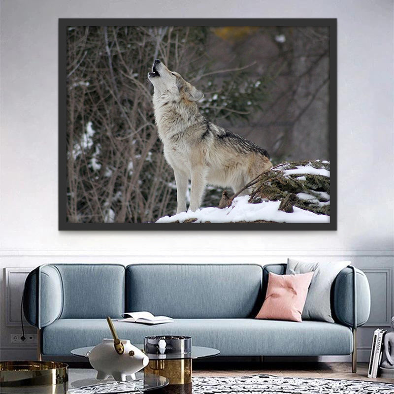 Lobo del Grito en el Bosque Nevado Pintar por Números