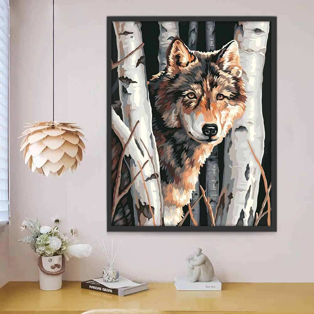 Lobo Detrás de Árboles Pintar por Números