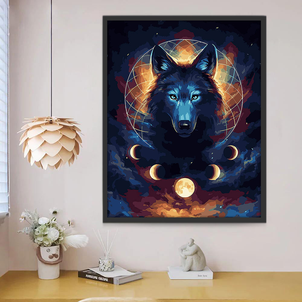 Lobo en Cielo y Fases de la Luna Pintar por Números