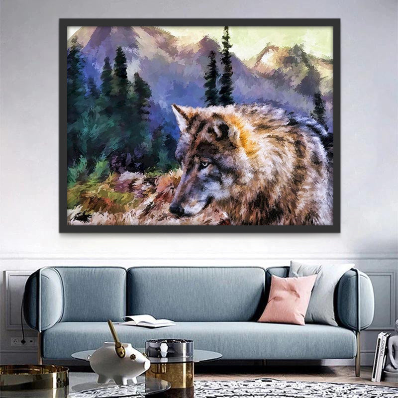 Lobo en el Bosque de Montaña Pintar por Números