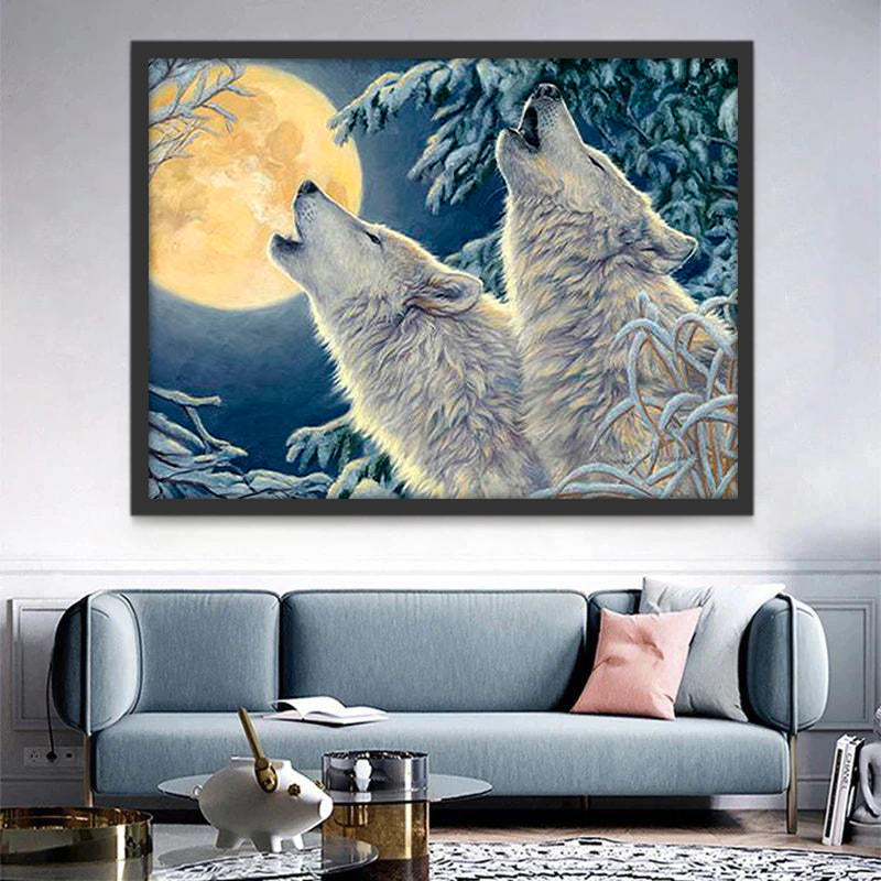 Lobos Blancos Gritando en la Luna Llena Pintar por Números
