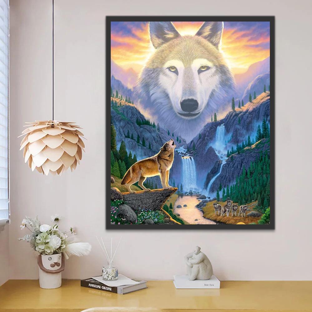 Lobos en Todas Partes de Montaña Pintar por Números