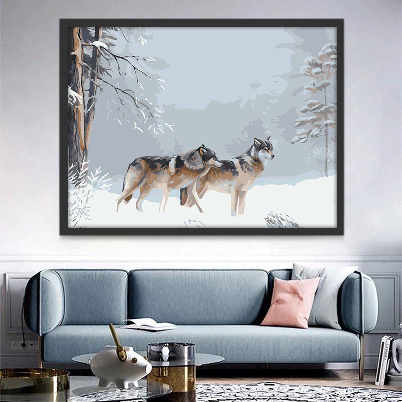 Lobos y Árboles en Otoño Pintar por Números