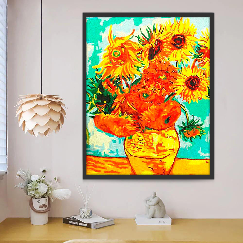 Los Girasoles de Van Gogh Pintura al Óleo Pintar por Números