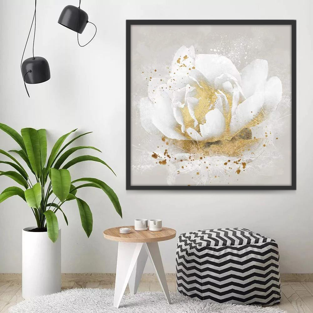 Loto Blanco Dorado con Fondo Blanco Pintar por Números