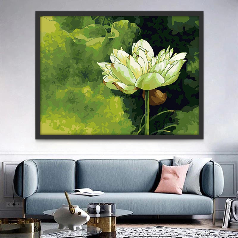 Loto Blanco Elegante con Fondo de Color Verde Pintar por Números