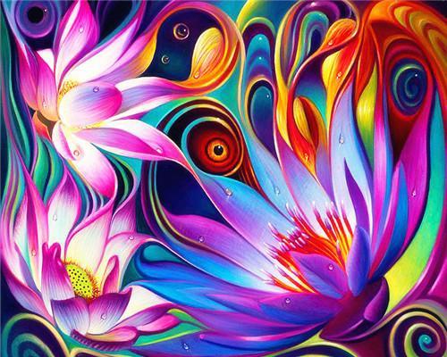 Loto de Colores Brillantes en Estilo Abstracto Pintar por Números