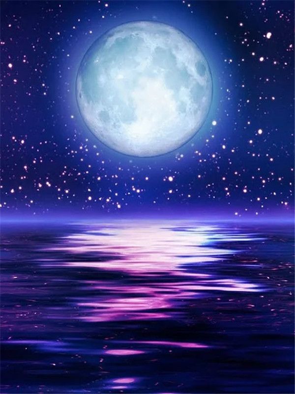 Luna Estupenda y Estrellas sobre Mar Pintar por Números
