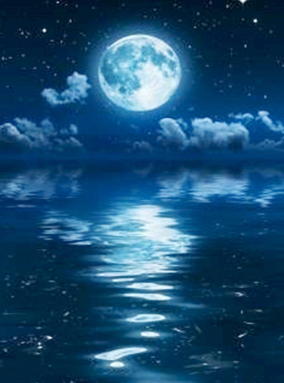 Luna y Nubes Blancas sobre el Mar Pintar por Números