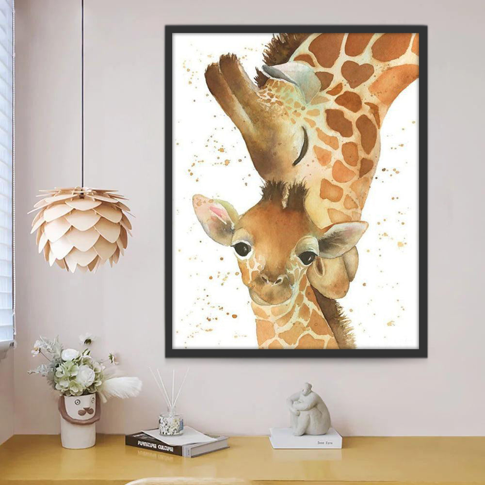 Madre Jirafa con Su Pequeño Adorable Pintar por Números