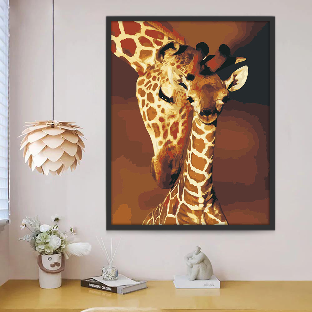 Madre Jirafa y Su Bebé Adorable Pintar por Números