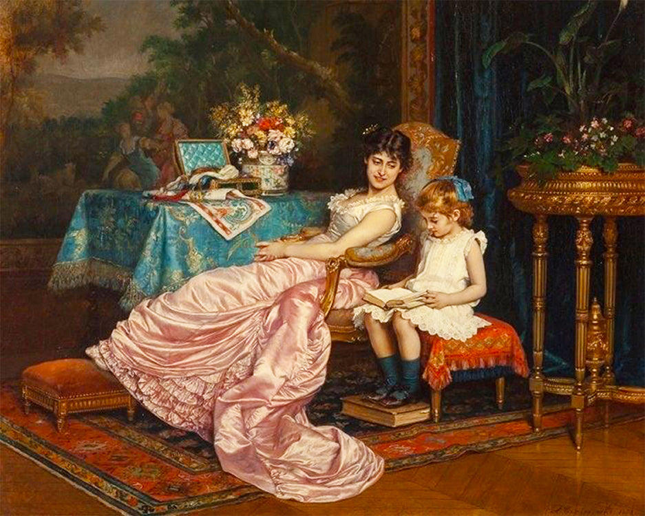 Madre y Su Niña en la Habitación Pintar por Números