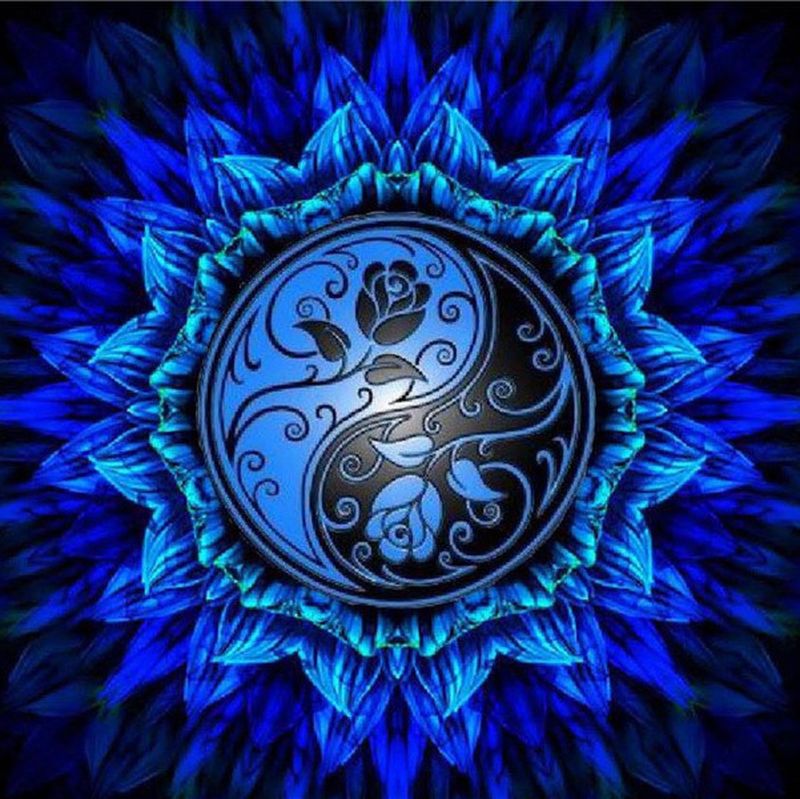 Mandala Azul en la Oscuridad Pintar por Números