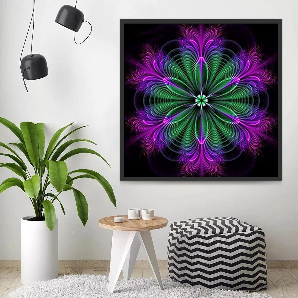 Mandala de Color Morado y Verde Pintar por Números