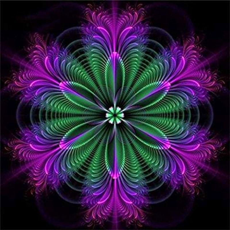 Mandala de Color Morado y Verde Pintar por Números