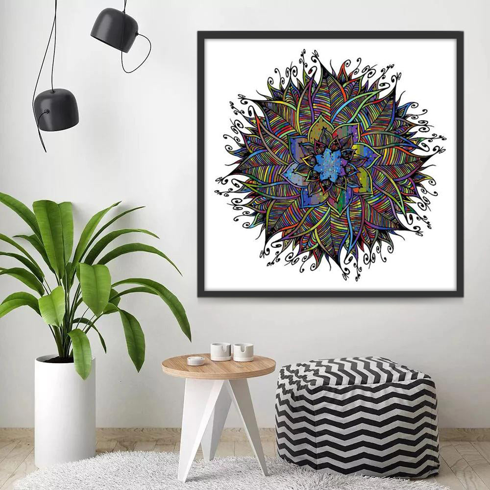 Mandala Floral de Color Arcoíris Pintar por Números