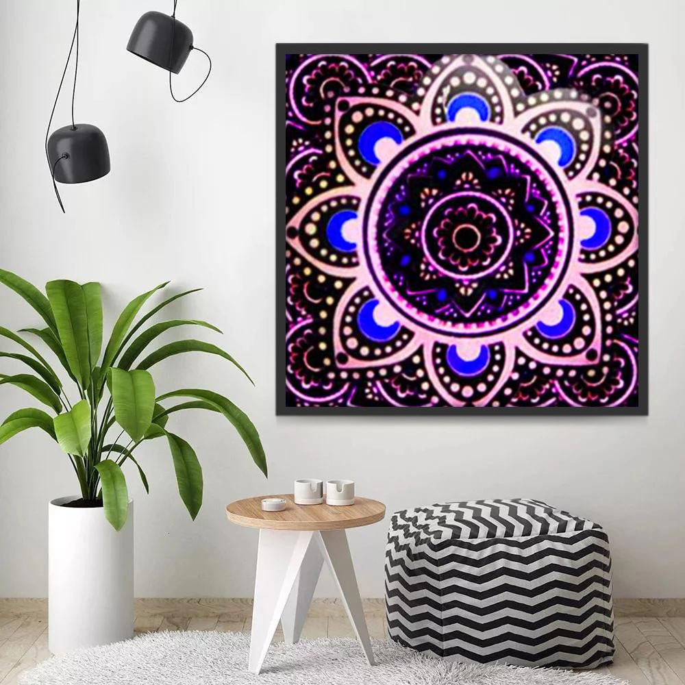 Mandala Floral Morada y Azul Pintar por Números