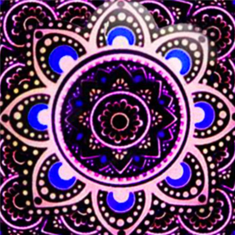 Mandala Floral Morada y Azul Pintar por Números