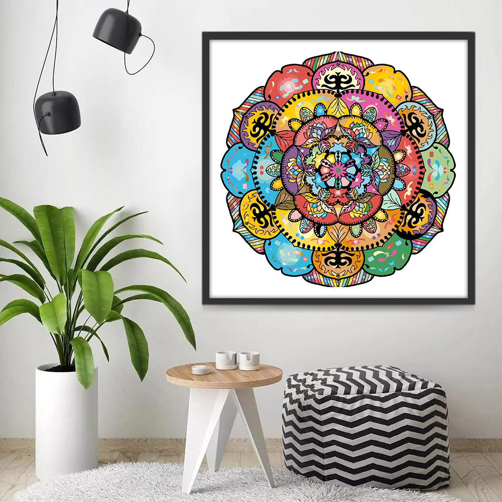 Mandala Redonda de Colores Vivos Pintar por Números