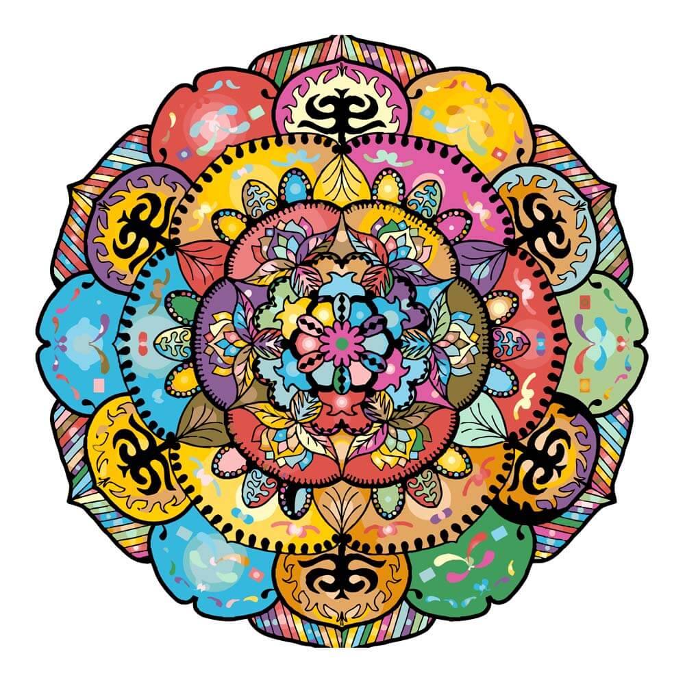 Mandala Redonda de Colores Vivos Pintar por Números