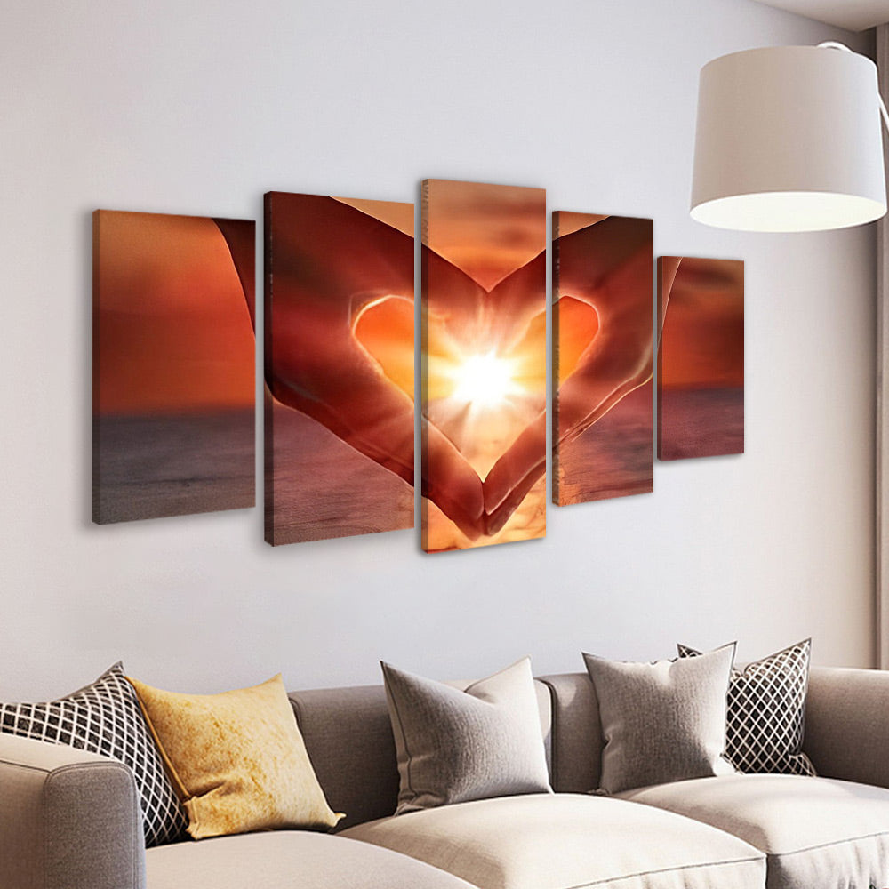 Manos de Pareja Haciendo la Forma de un Corazón 5 Partes Pintar por Números