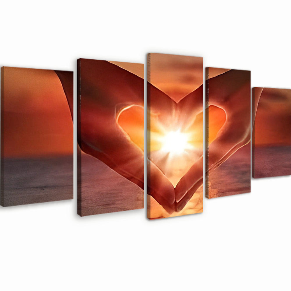Manos de Pareja Haciendo la Forma de un Corazón 5 Partes Pintar por Números