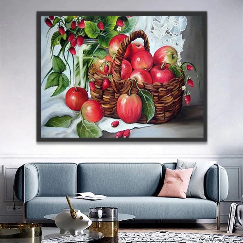 Manzanas Rojas y Ramas de Fresas Pintar por Números