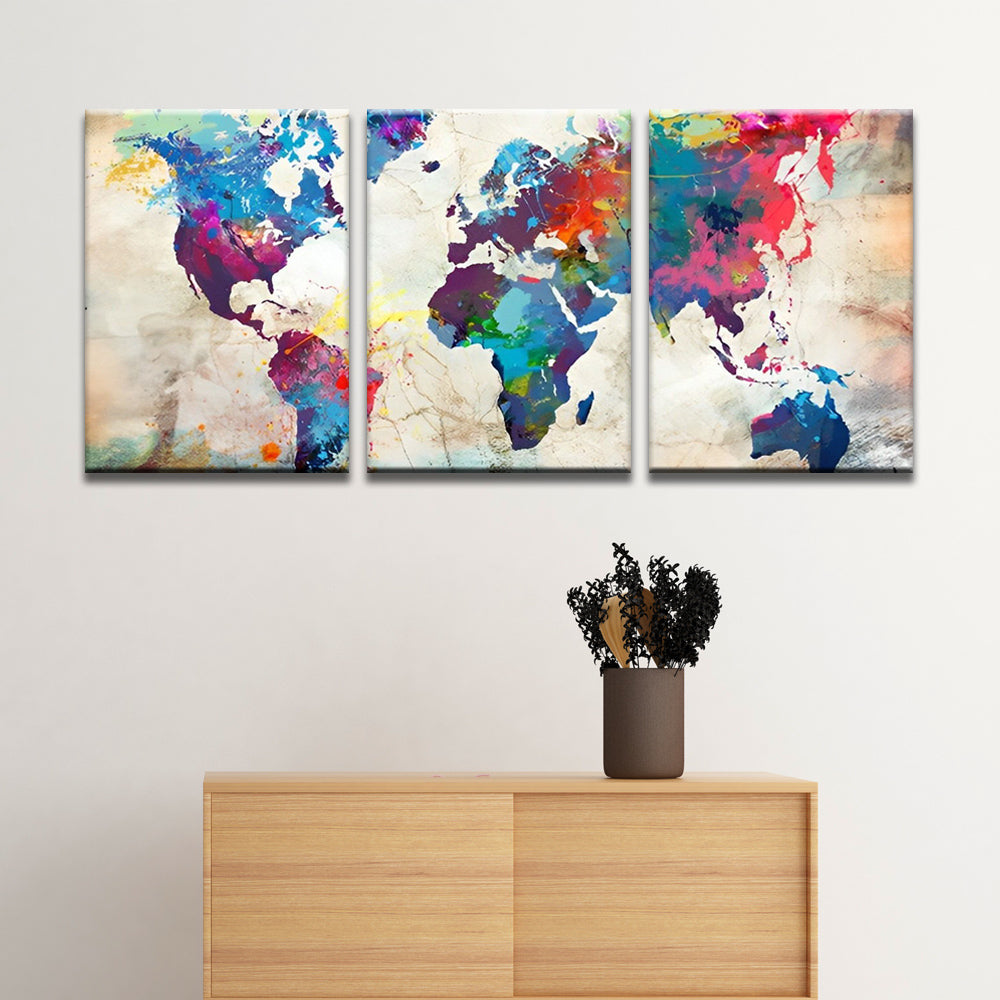 Mapa Colorido del Mundo del Vintage 3 Partes Pintar por Números